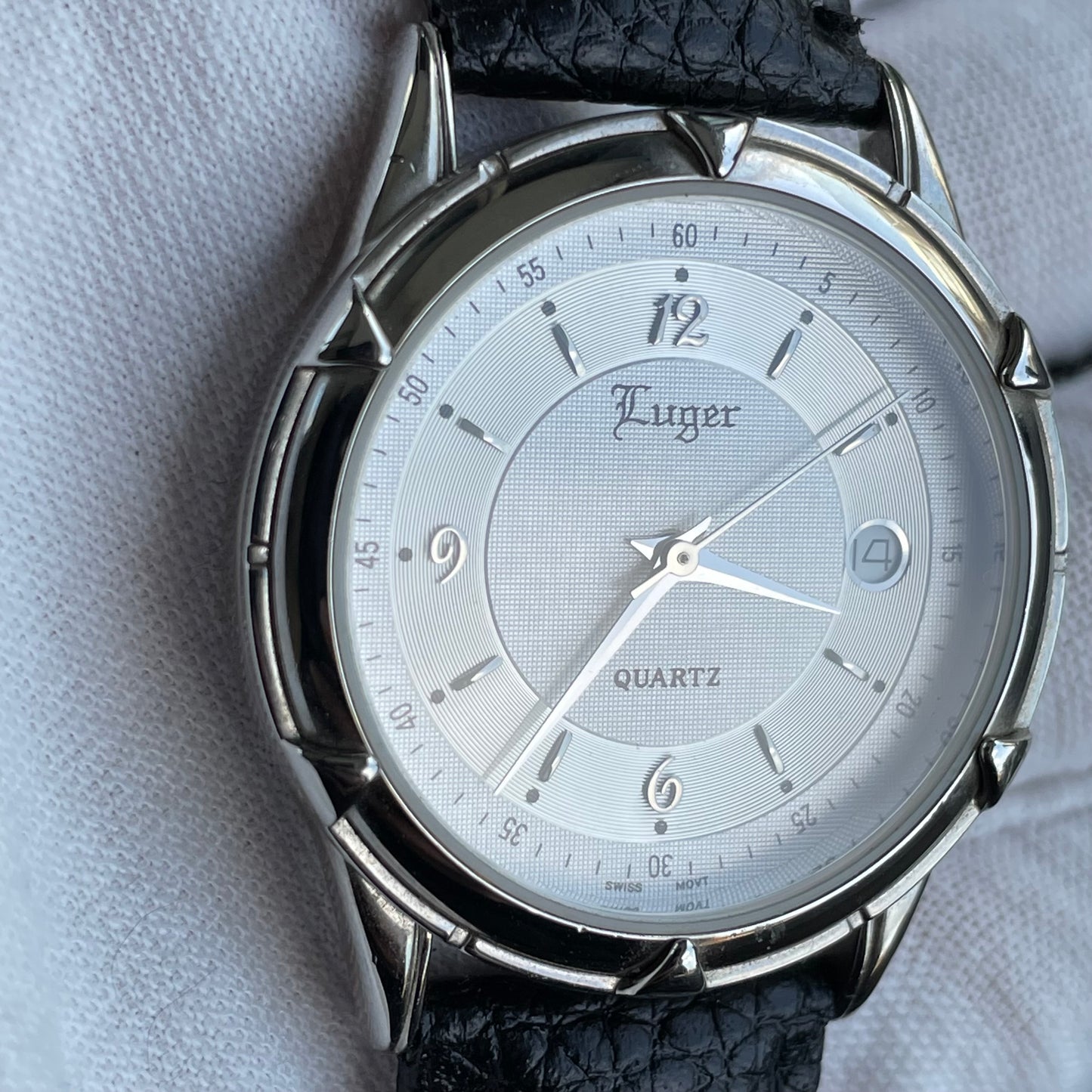 Reloj Luger Hombre Años 2000 Máquina Suiza Fecha Muy Escaso