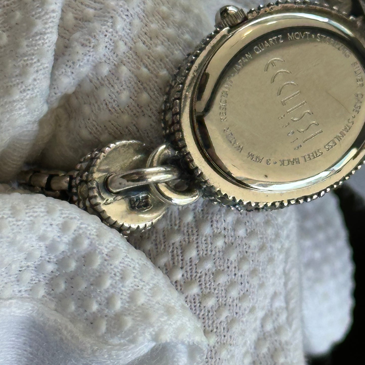 Reloj ECCLISSI Mujer Años 2000 Reloj y Pulsera de Plata Maciza Art Deco