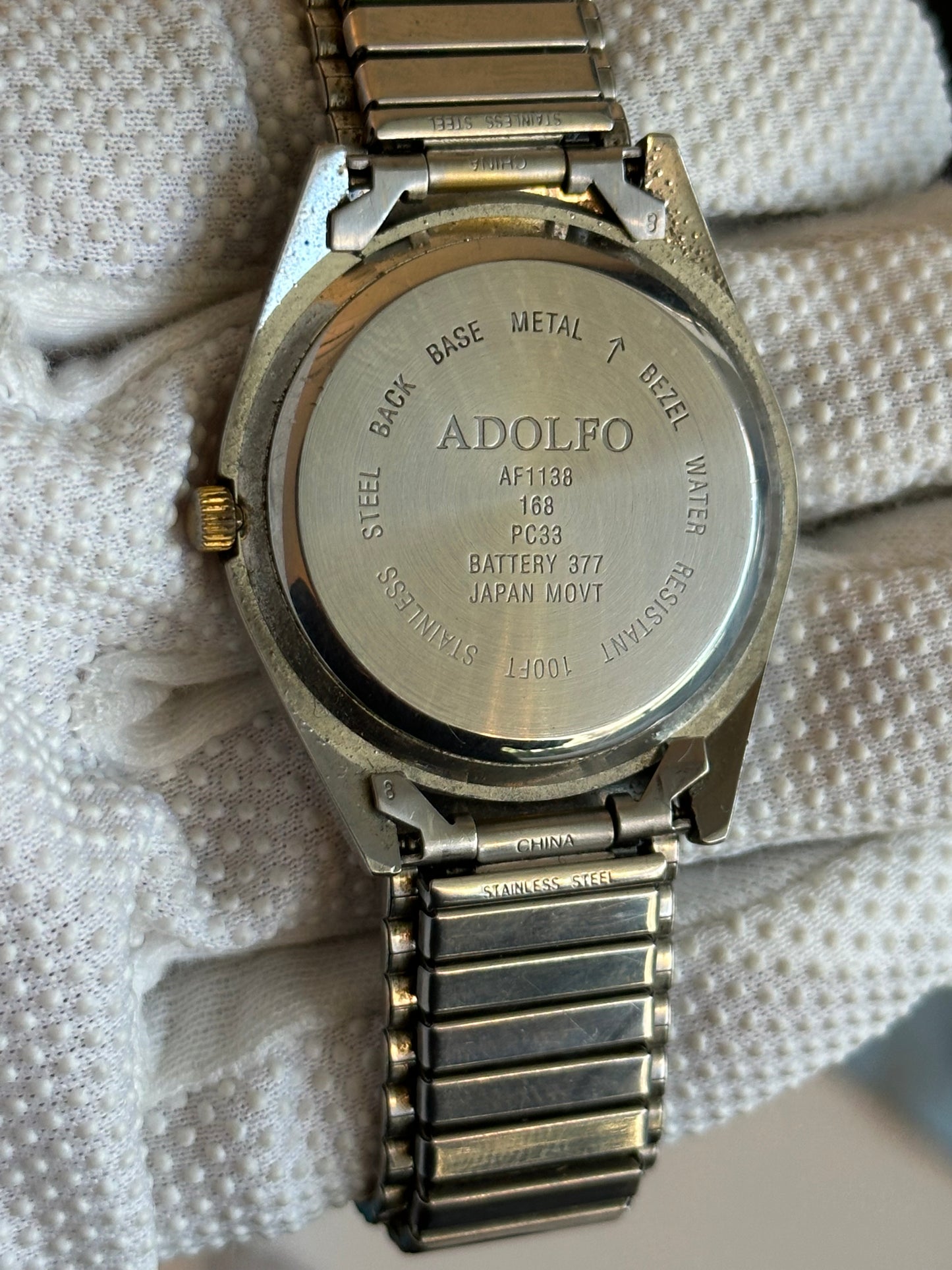 Reloj ADOLFO Hombre Cuarzo Día Fecha Bicolor Expandible 90s