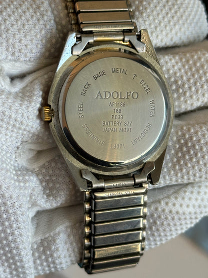 Reloj ADOLFO Hombre Cuarzo Día Fecha Bicolor Expandible 90s