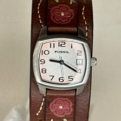 Reloj Fossil Mujer JR-8730 Elab. en 2008 Correa Cuff Floral Impecable Estética Boho-Western