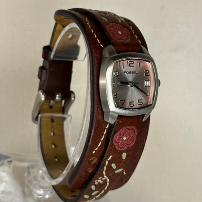 Reloj Fossil Mujer JR-8730 Elab. en 2008 Correa Cuff Floral Impecable Estética Boho-Western