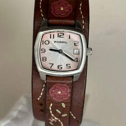 Reloj Fossil Mujer JR-8730 Elab. en 2008 Correa Cuff Floral Impecable Estética Boho-Western