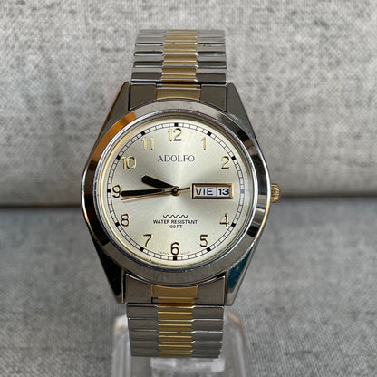 Reloj ADOLFO Hombre Cuarzo Día Fecha Bicolor Expandible 90s