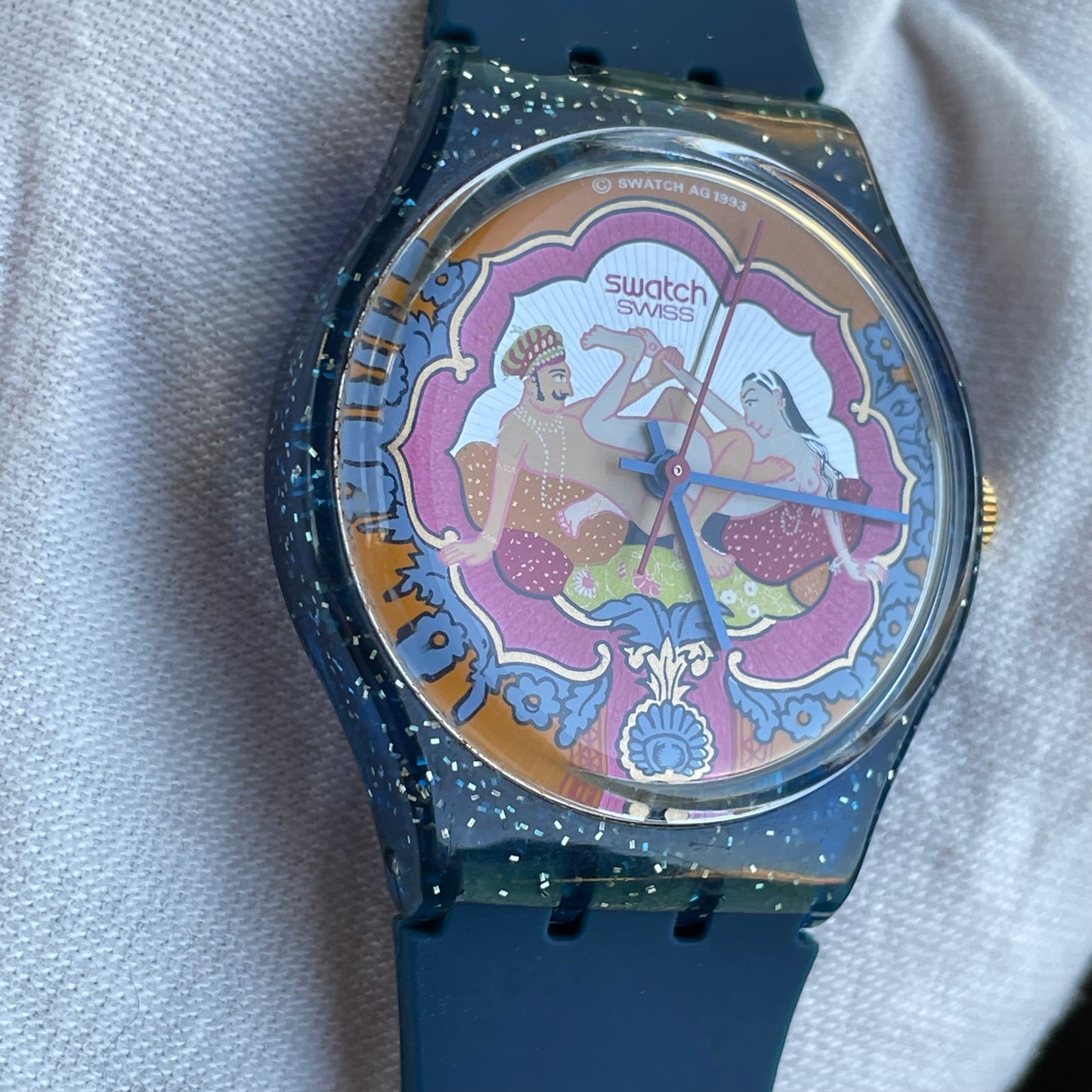 Reloj Swatch Gent Kama Sutra 1993 Azul Glitter MUY ESCASO