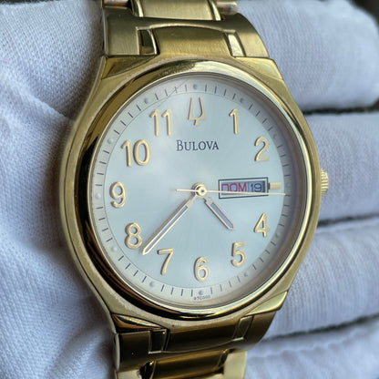 Reloj Bulova Hombre Dorado Day-Date 2008 Clásico Impecable único