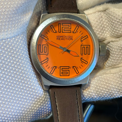 Reloj Kenneth Cole Hombre 2010s Naranja Oversize Acero RARO