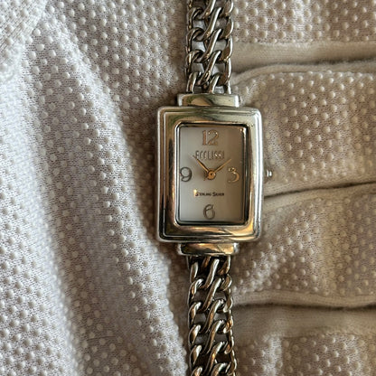 Reloj joya ECCLISSI delgado TODO PLATA 925 Mujer Años 2000