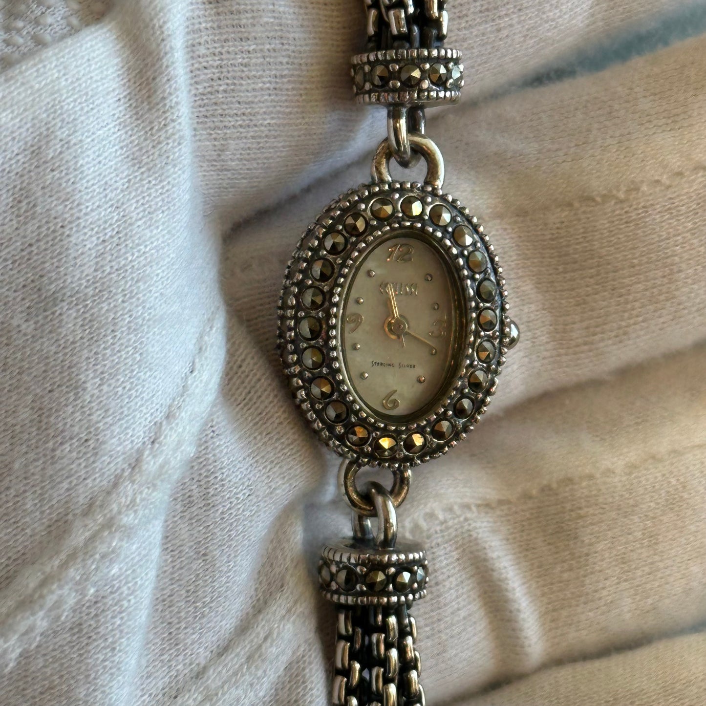 Reloj ECCLISSI Mujer Años 2000 Reloj y Pulsera de Plata Maciza Art Deco
