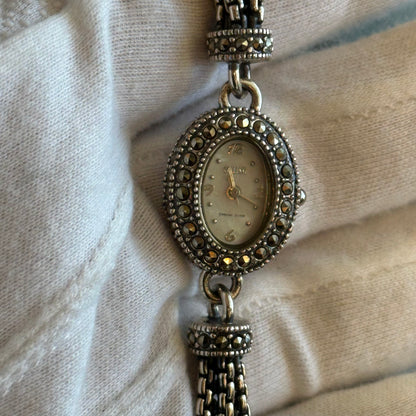 Reloj ECCLISSI Mujer Años 2000 Reloj y Pulsera de Plata Maciza Art Deco