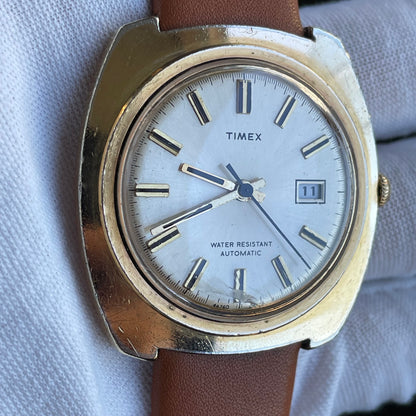 TIMEX Automático Hombre 1974 Funciona Perfecto Tonneau Fecha ESCASO