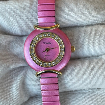 Reloj XANADU Mujer Año 2000 Rosa Cristales Expandible Y2K
