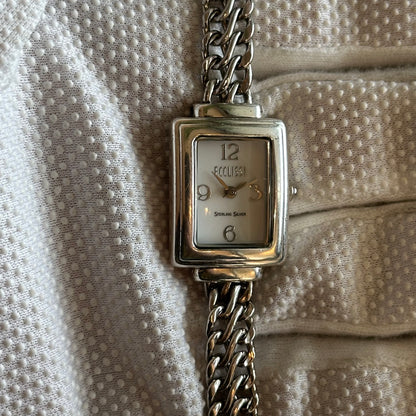 Reloj joya ECCLISSI delgado TODO PLATA 925 Mujer Años 2000