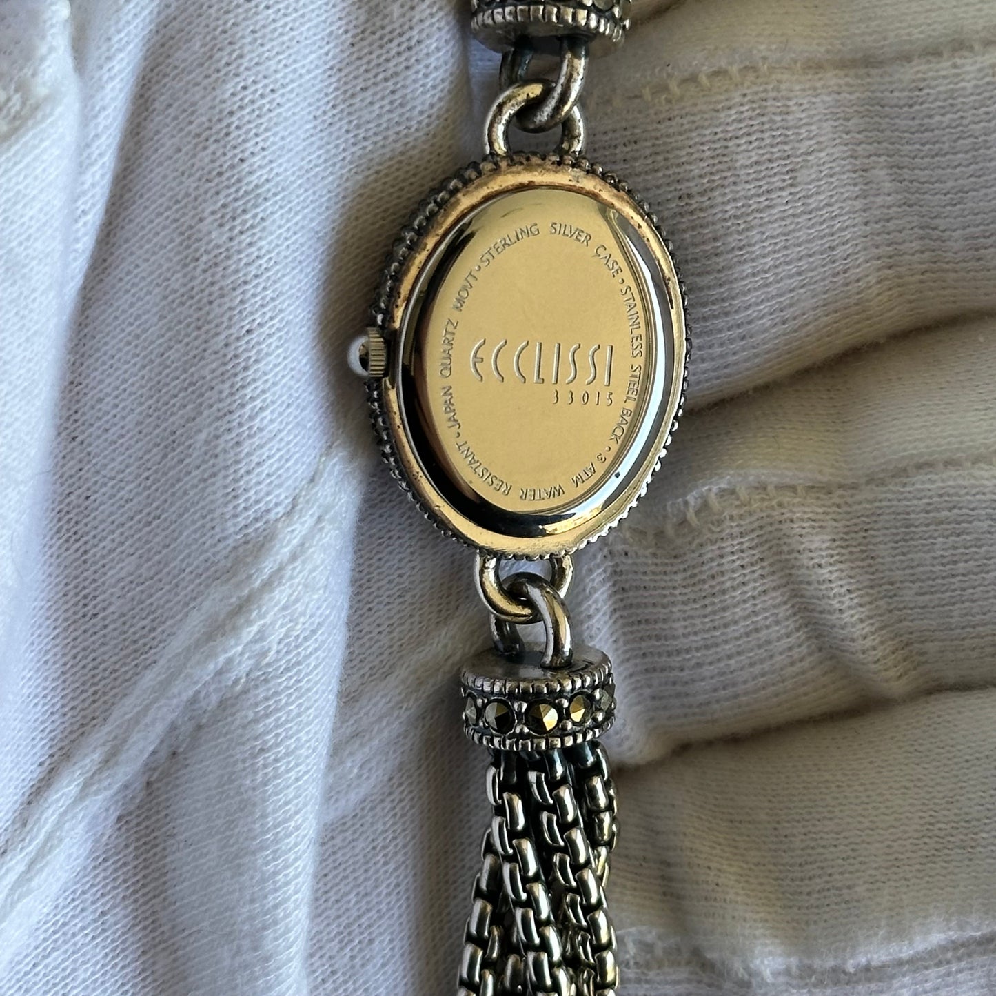 Reloj ECCLISSI Mujer Años 2000 Reloj y Pulsera de Plata Maciza Art Deco