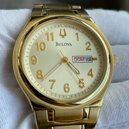Reloj Bulova Hombre Dorado Day-Date 2008 Clásico Impecable único