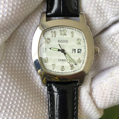 Reloj Ecclissi Mujer 2007 Acero Big Date Cuarzo Japonés 35mm