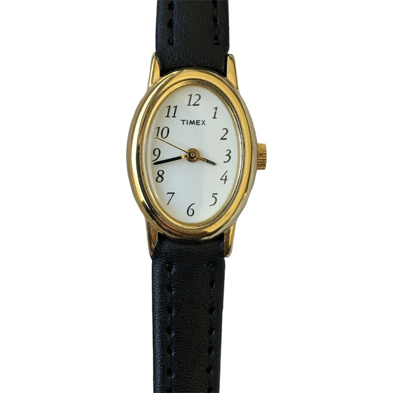 Reloj Timex Mujer Oval Vintage1998 Cuarzo Dorado 19mm Escaso