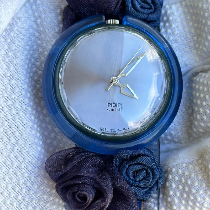 Reloj Swatch Pop King Blue Mujer Año 1998 Correa Floral Raro