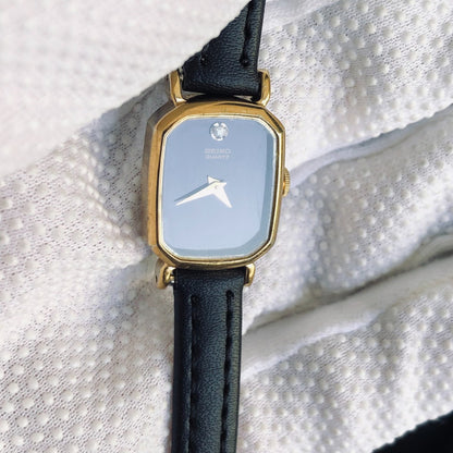 Reloj Seiko Mujer Año 1991 Rectangular Negro Ultra Compacto