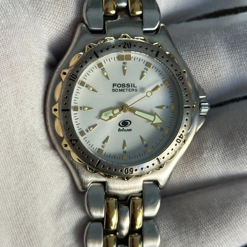 Reloj Fossil Blue Hombre Diver 2002 Escaso Neovintage