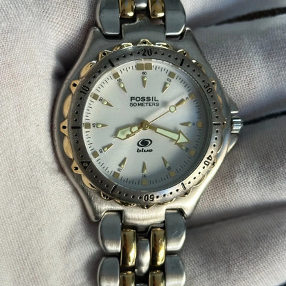 Reloj Fossil Blue Hombre Diver 2002 Escaso Neovintage