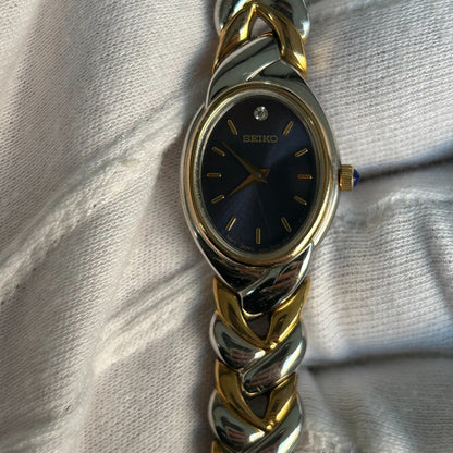 Reloj Seiko Mujer 1992 Oval Bicolor Pulsera Joya Integrada