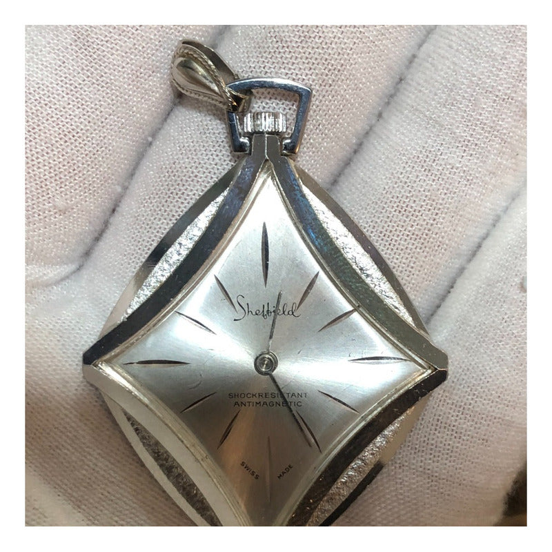 Reloj Colgante Sheffield Suizo Vintage A Cuerda Aluminio Raro