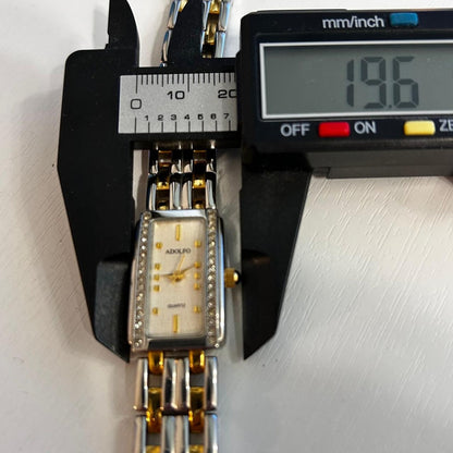 Reloj Adolfo Mujer Vintage 1999 Rectangular Cristales Doble Hilera