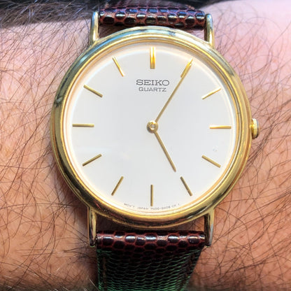 Reloj Seiko Hombre Año 1992 Ultrafino Sin Segundero Dorado