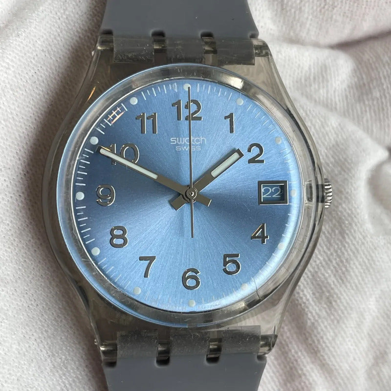 Reloj Swatch Gent 2003 Azul Sunburst Transparente Gm415 Azul