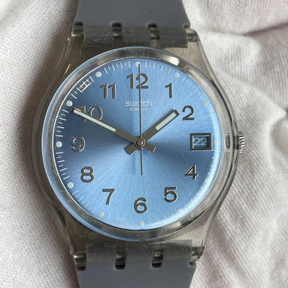 Reloj Swatch Gent 2003 Azul Sunburst Transparente Gm415 Azul