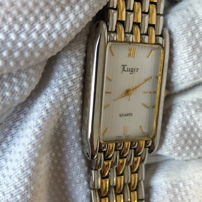 Reloj Luger Mujer Vintage 1997 Suizo Eta Rectangular Two Tone