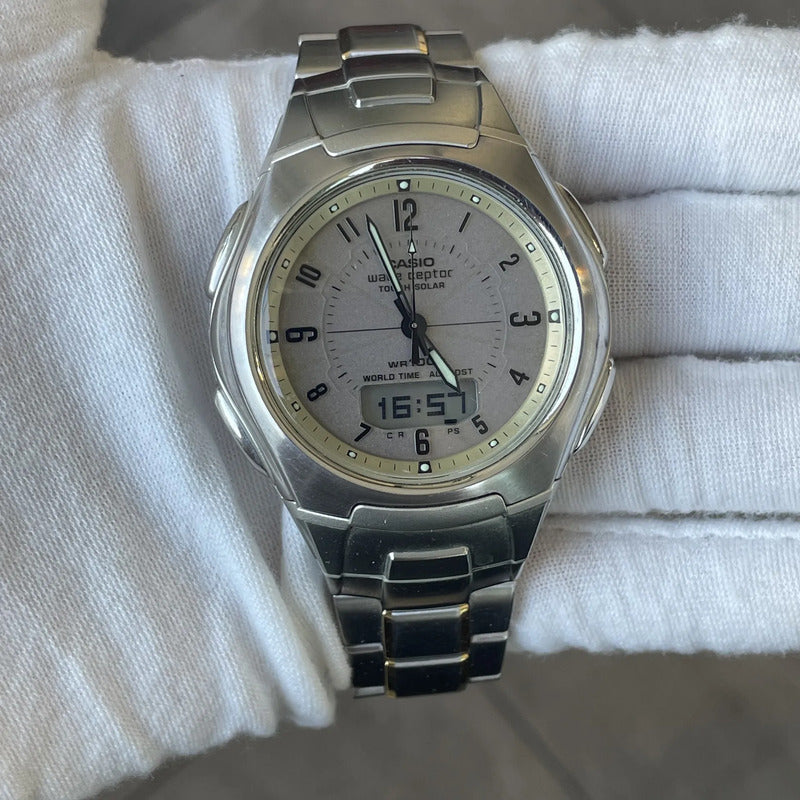 Reloj Casio Wave Ceptor Hombre 2004 Solar Ana-digi Escaso