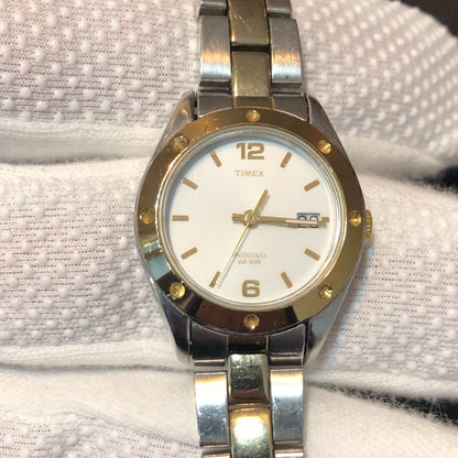 Reloj Timex Mujer Año 2009 Bisel Dorado Acero Two Tone