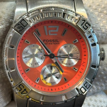 Reloj Fossil Mujer Año 2007 Naranjo Luminoso Diver Urbano