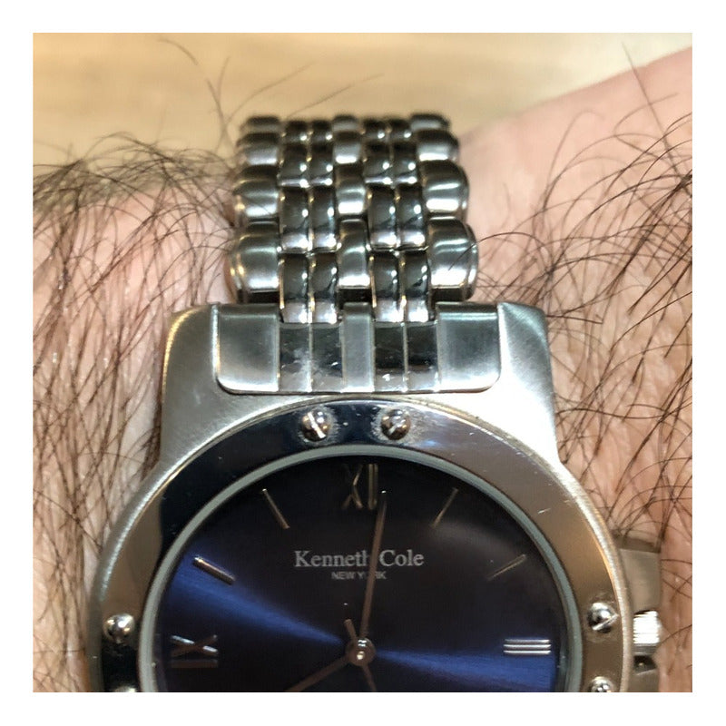 Reloj Kenneth Cole Vintage Años 2.000 Dial Azul Hombre Pulsera Completa