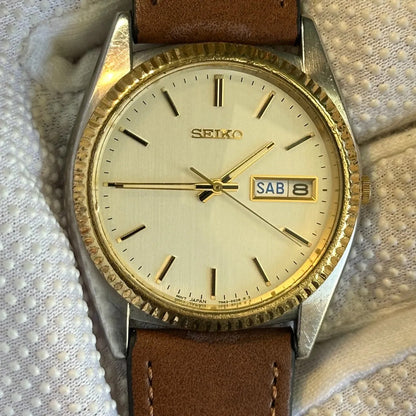Reloj Seiko Day-date Hombre Años 2000´s Clásico Two Tone Impecable