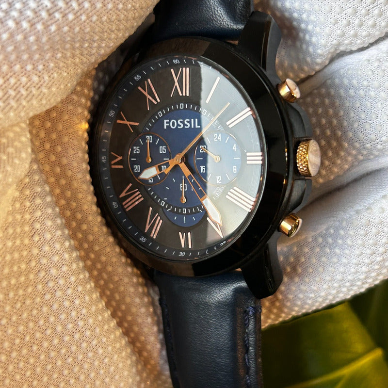 Reloj Fossil Hombre Año 2015 Grant Ícono Azul Descatalogado
