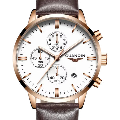 Reloj Guanqin Gq12006 Hombre Correa Cuero