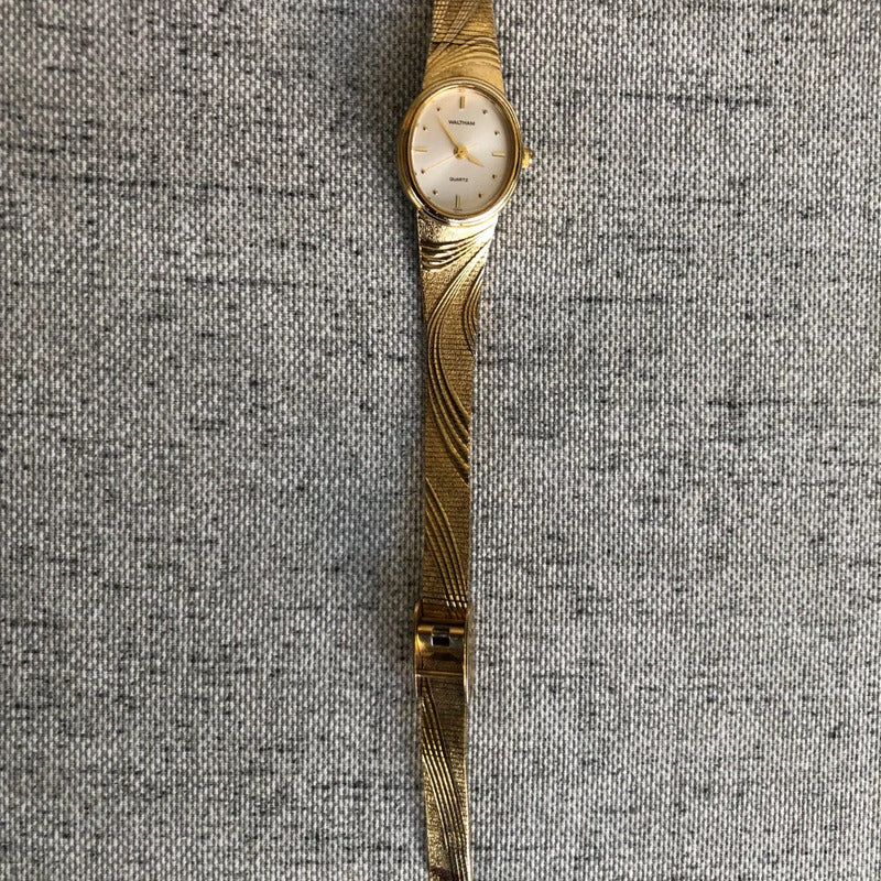 Reloj-joya Waltham Mujer Vintage 1994 Dorado Dial Sunburs