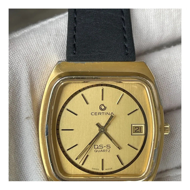 Reloj Certina Ds-5 Zafiro Hombre Años 80´s Quartz Dorado