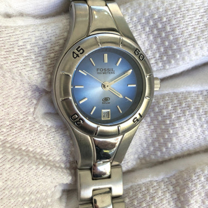 Reloj Fossil Mujer Año 2001 Blue Serie Sunburst Acero