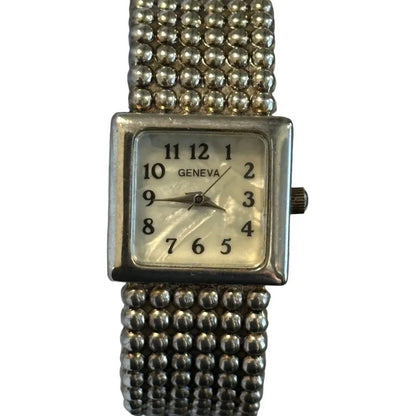 Reloj Geneva Mujer Años 2000 Dial Nacarado Pulsera Joya