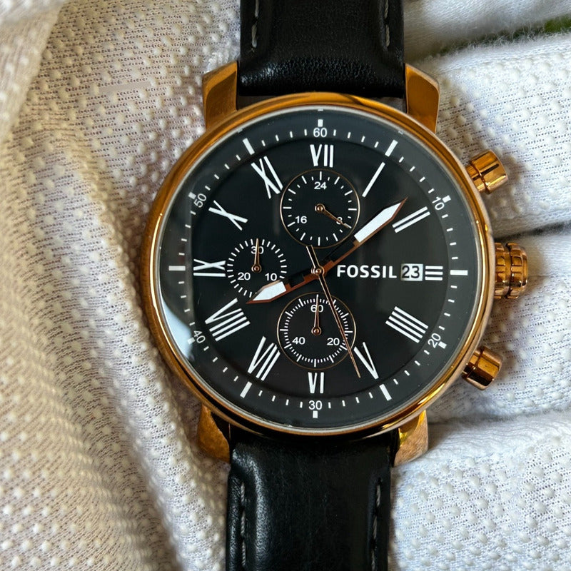 Reloj Fossil Hombre 2013 Cronógrafo Negro Dorado Gama Alta