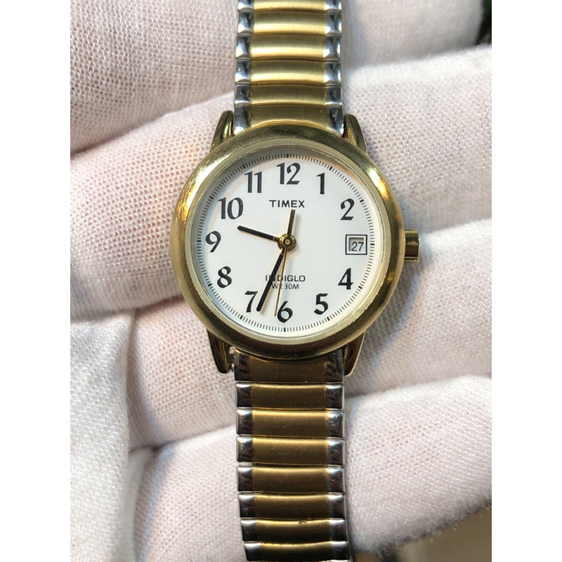 Timex Indiglo Bicolor Mujer Años 2000 Pulsera Expandible