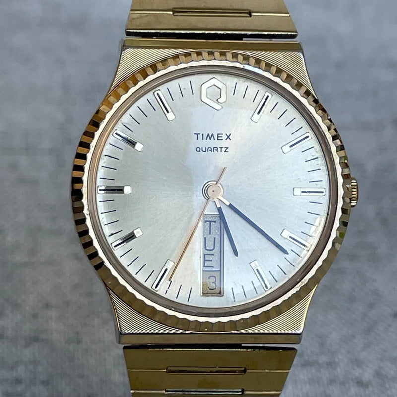 Reloj Timex Hombre Años 80´s Day-date Vertical Muy Escaso
