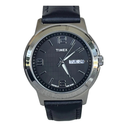 Reloj Timex Hombre Daydate Negro 2014 Indiglo Dial Cuadri