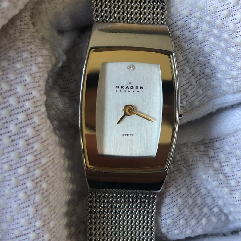 Reloj Skagen Mujer 2005 Acero Curvo Pulsera Milanesa Raro