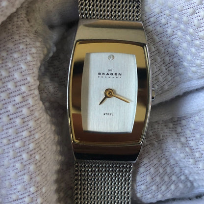 Reloj Skagen Mujer 2005 Acero Curvo Pulsera Milanesa Raro