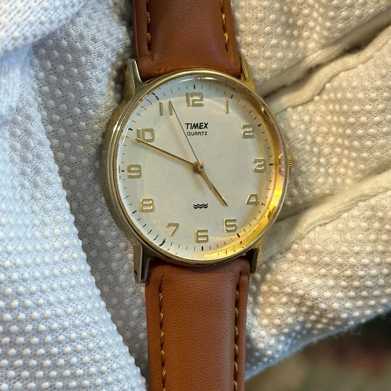 Reloj Timex Hombre Año 1998 Dial Crema Numerales Aplicados